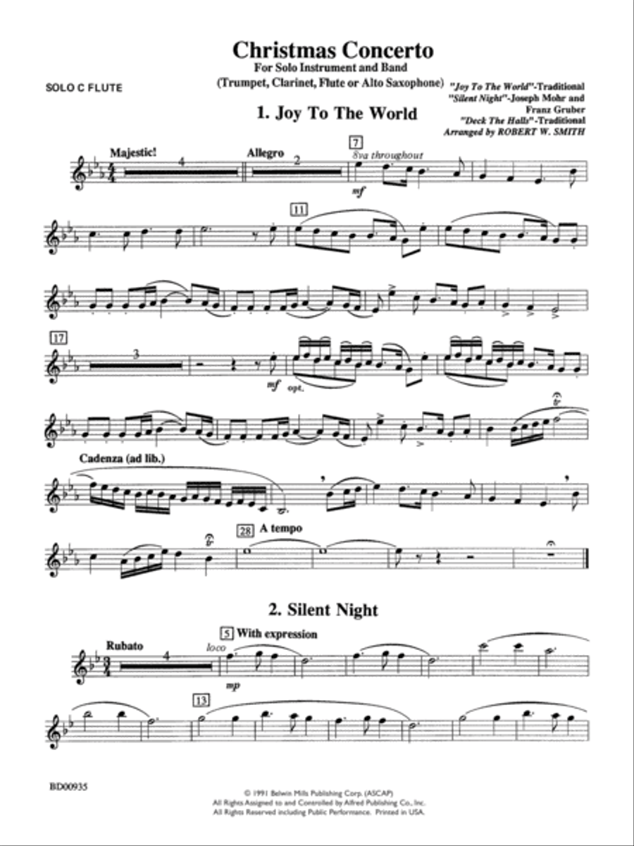 Christmas Concerto (Solo Trumpet, Clarinet, Flute, or Alto Saxophone and Band): Solo Flute Concert Band scores gallery preview page 1