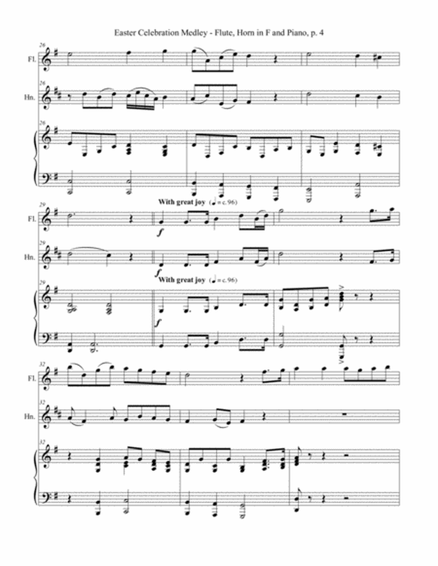 EASTER CELEBRATION MEDLEY (for Flute, Horn in F and Piano with Instrument Parts) image number null