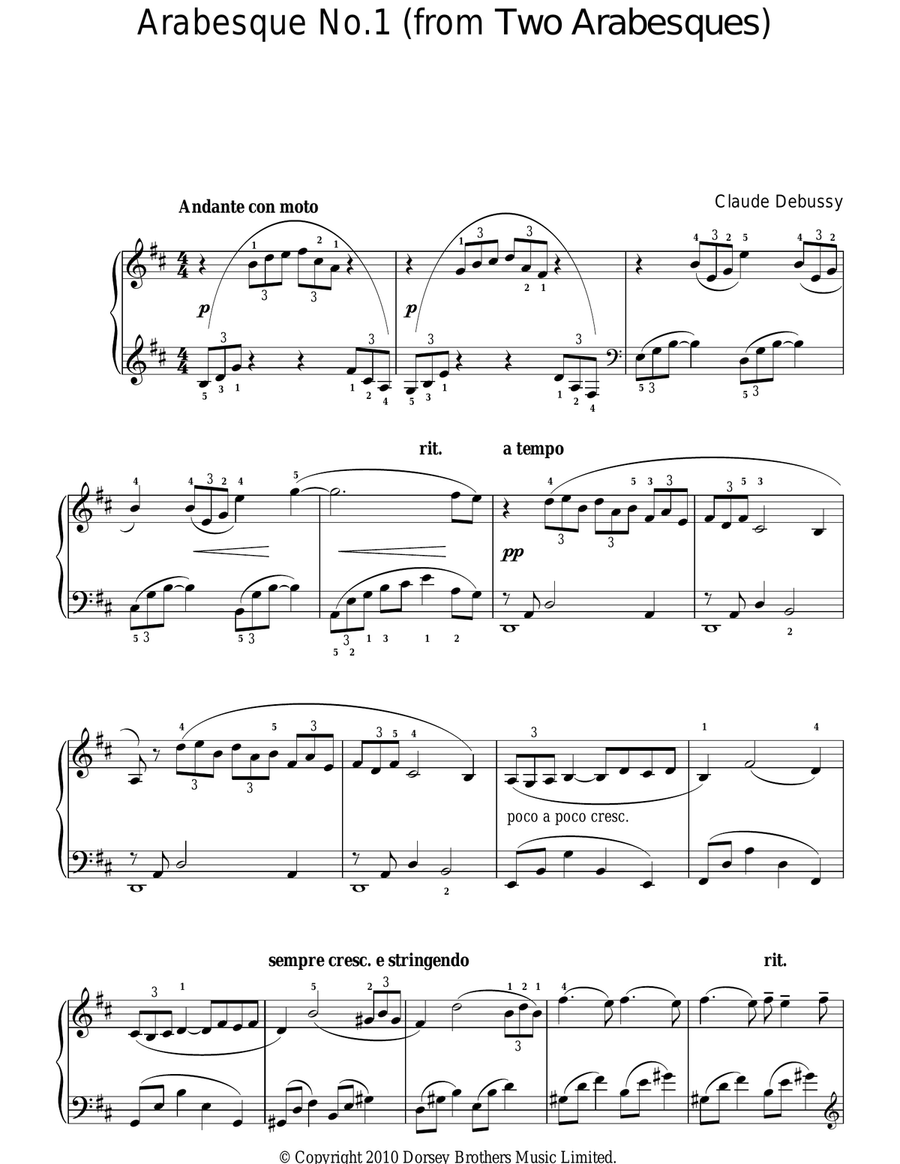 Arabesque No. 1 Easy Piano scores gallery preview page 1