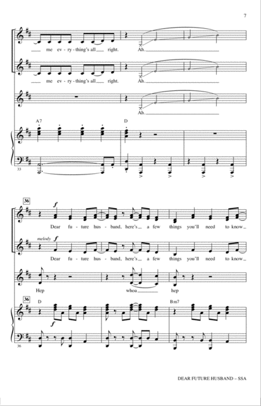 Dear Future Husband Dear Future Husband SSA scores gallery preview page 6