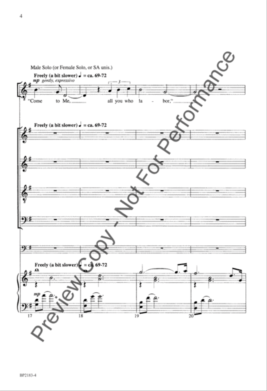 Come to Me 4-Part scores gallery preview page 5
