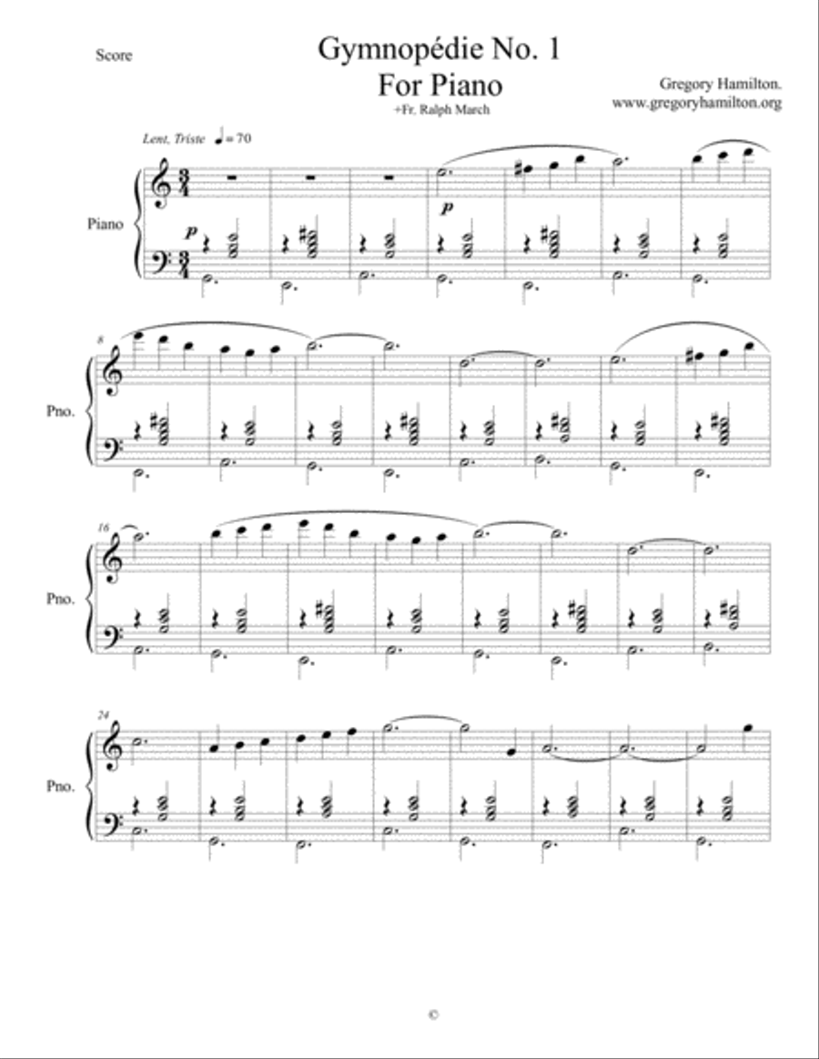 Gymnopédie No. 1 Piano Solo scores gallery preview page 1