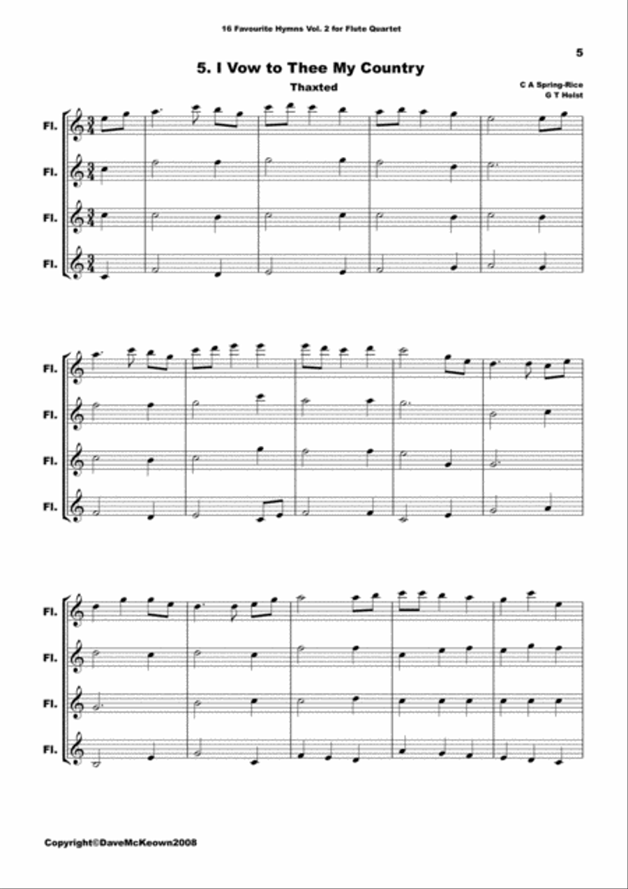16 Favourite ﻿Hymns for Flute Quartet (Vol 2.) Flute Quartet scores gallery preview page 6