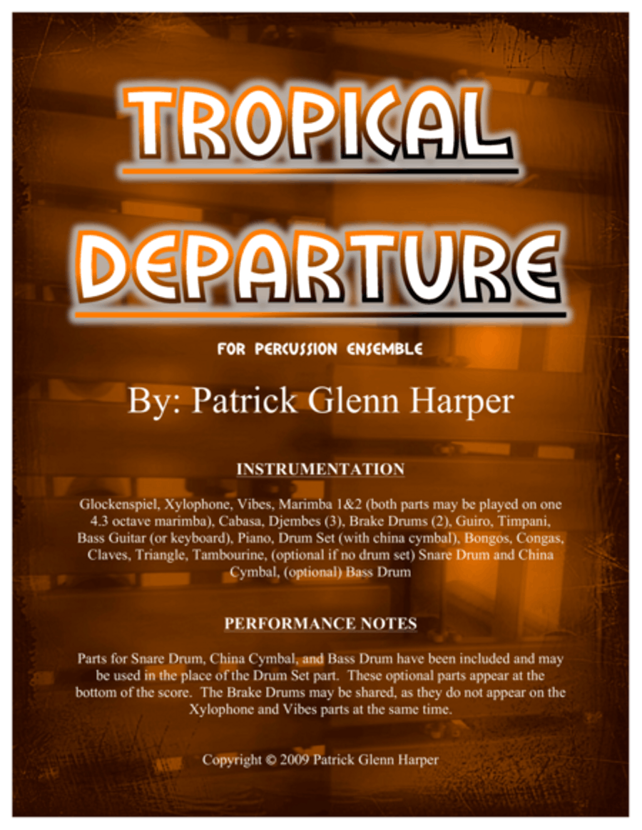 Tropical Departure - for Percussion Ensemble Percussion Ensemble scores gallery preview page 1