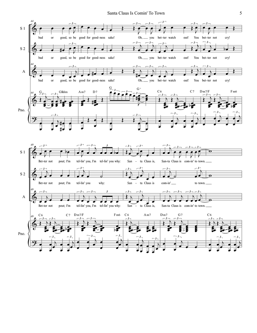 Santa Claus Is Comin' To Town SSA scores gallery preview page 5