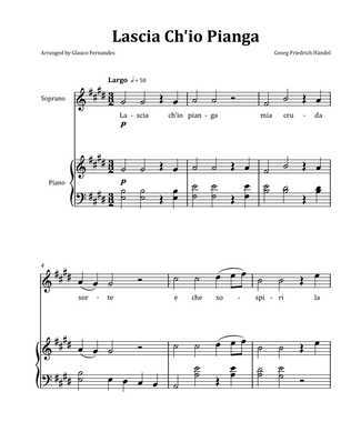 Book cover for Lascia Ch'io Pianga by Händel - Soprano & Piano in E Major