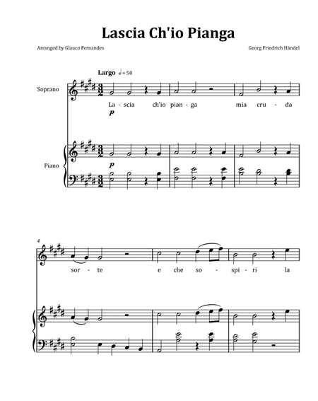 Lascia Ch'io Pianga by Händel - Soprano & Piano in E Major image number null
