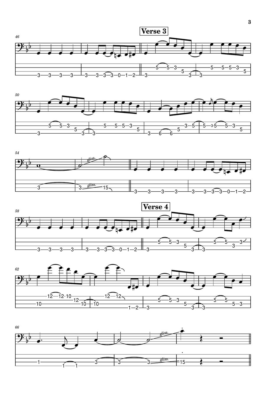 Burn Bass Guitar Tablature scores gallery preview page 3