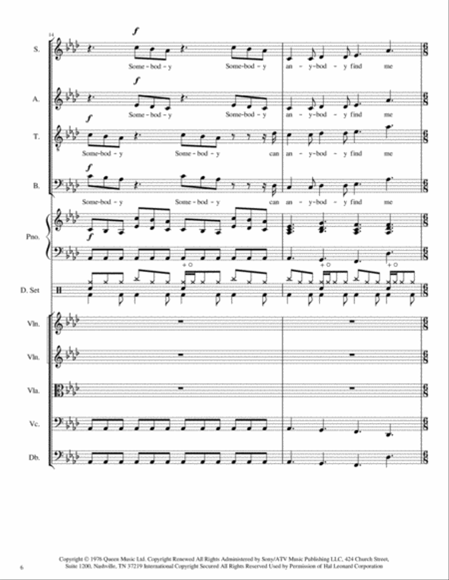 Somebody To Love 4-Part scores gallery preview page 6
