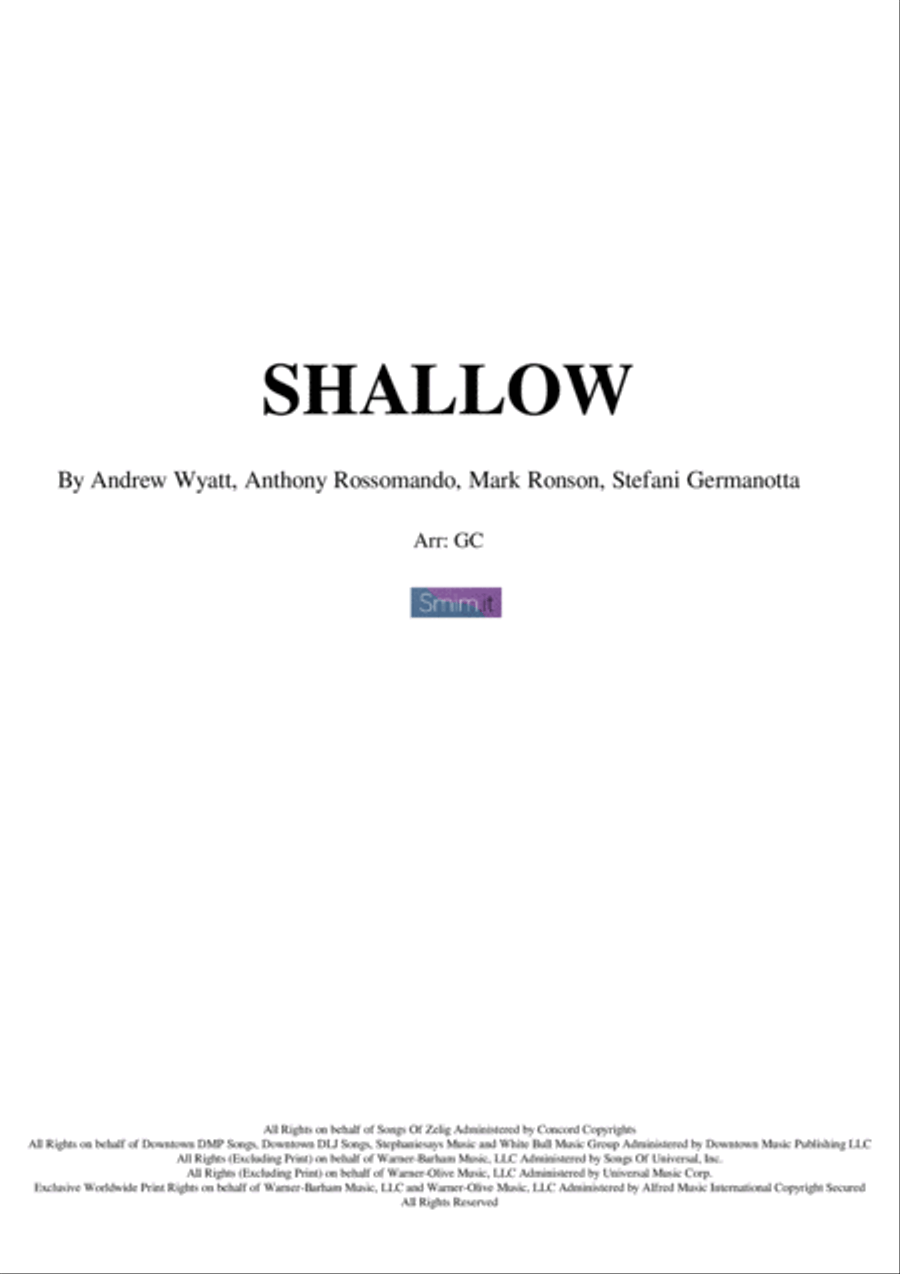 Shallow Shallow Piano Solo scores gallery preview page 1