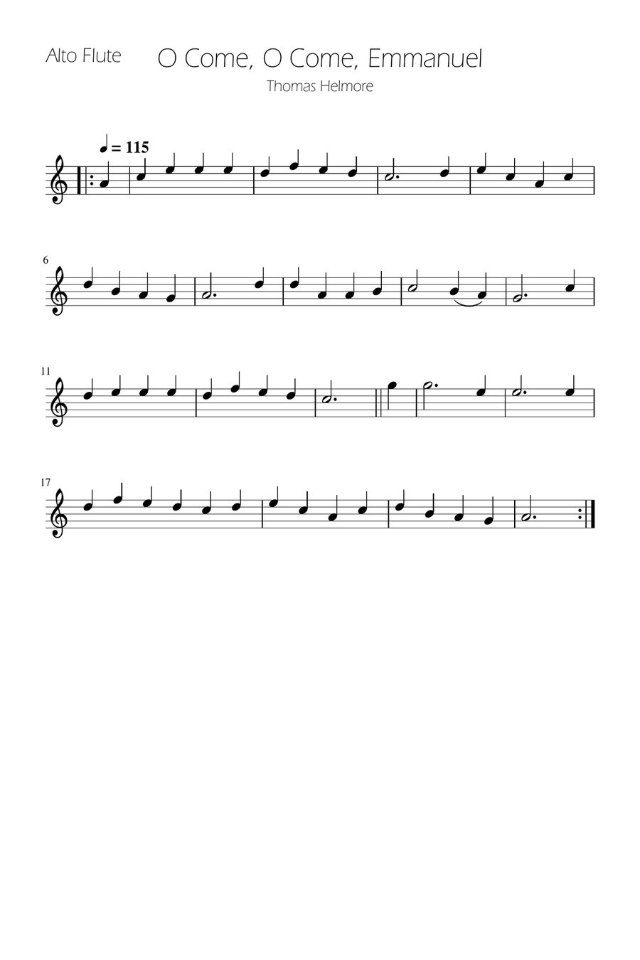 O Come, O Come, Emmanuel - Alto Flute Solo Flute Solo scores gallery preview page 1
