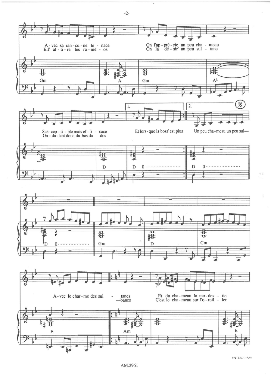 Un Peu Chameau Un Peu Sultane Piano, Vocal scores gallery preview page 2