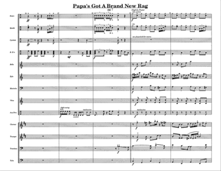 Papa's Got A Brand New Rag w/Tutor Tracks Percussion Ensemble scores gallery preview page 5