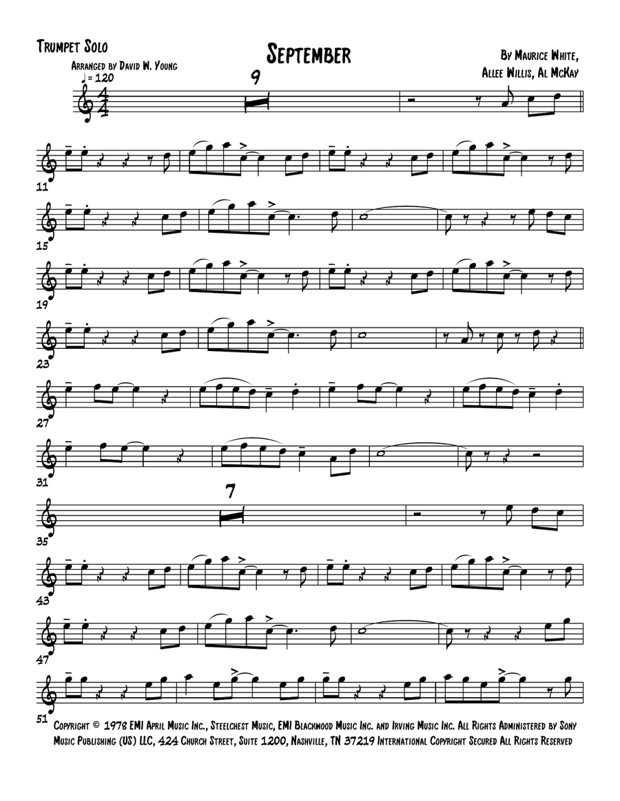 September September B-Flat Trumpet scores gallery preview page 1