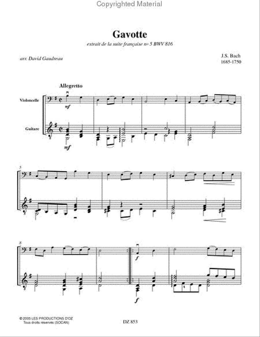 Gavotte et Menuet Cello scores gallery preview page 2