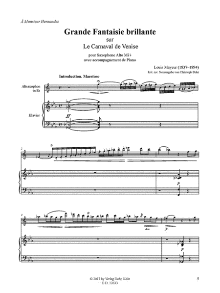 Le Carnaval de Venise für Altsaxophon und Klavier -Grande Fantaisie brillante-