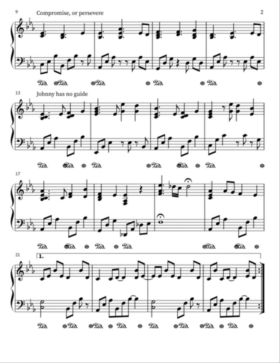 Johnny Can't Decide Easy Piano scores gallery preview page 2
