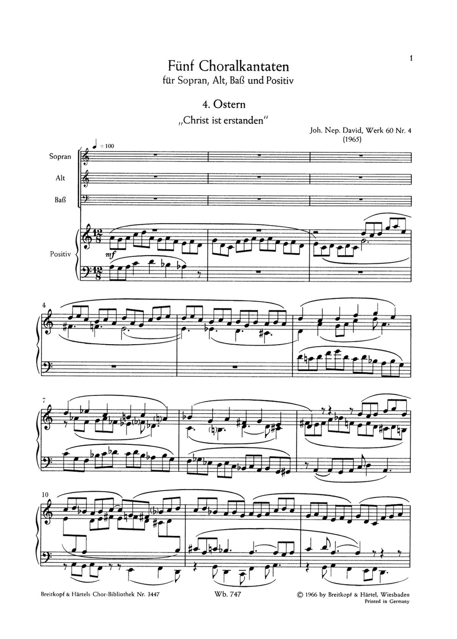 5 Choral Cantatas Werk 60 Choir scores gallery preview page 1