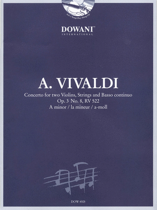 Book cover for Vivaldi: Concerto for Two Violins, Strings and Basso Continuo in A Minor, Op. 3, No. 8, RV 522
