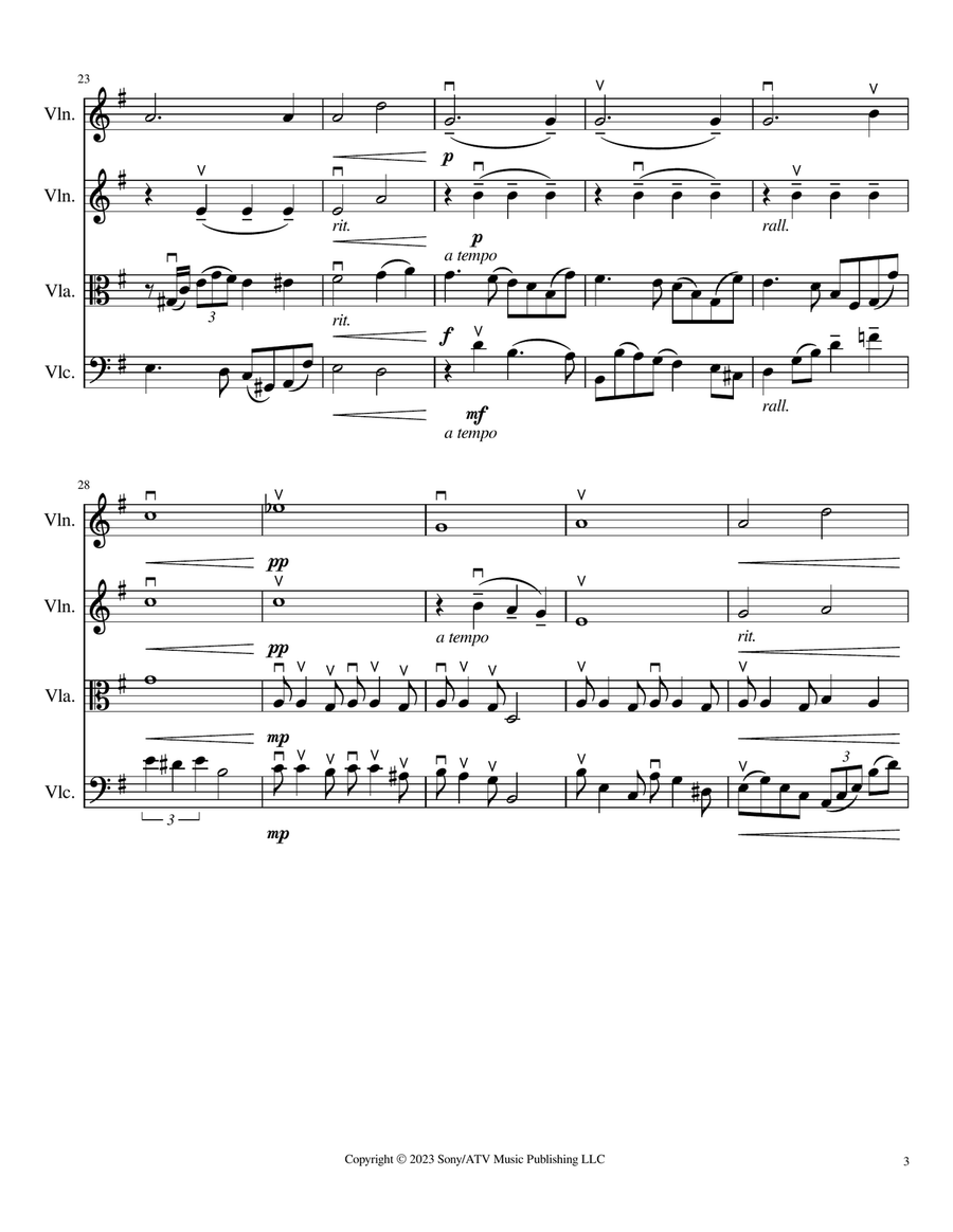 La Vie En Rose String Quartet scores gallery preview page 3