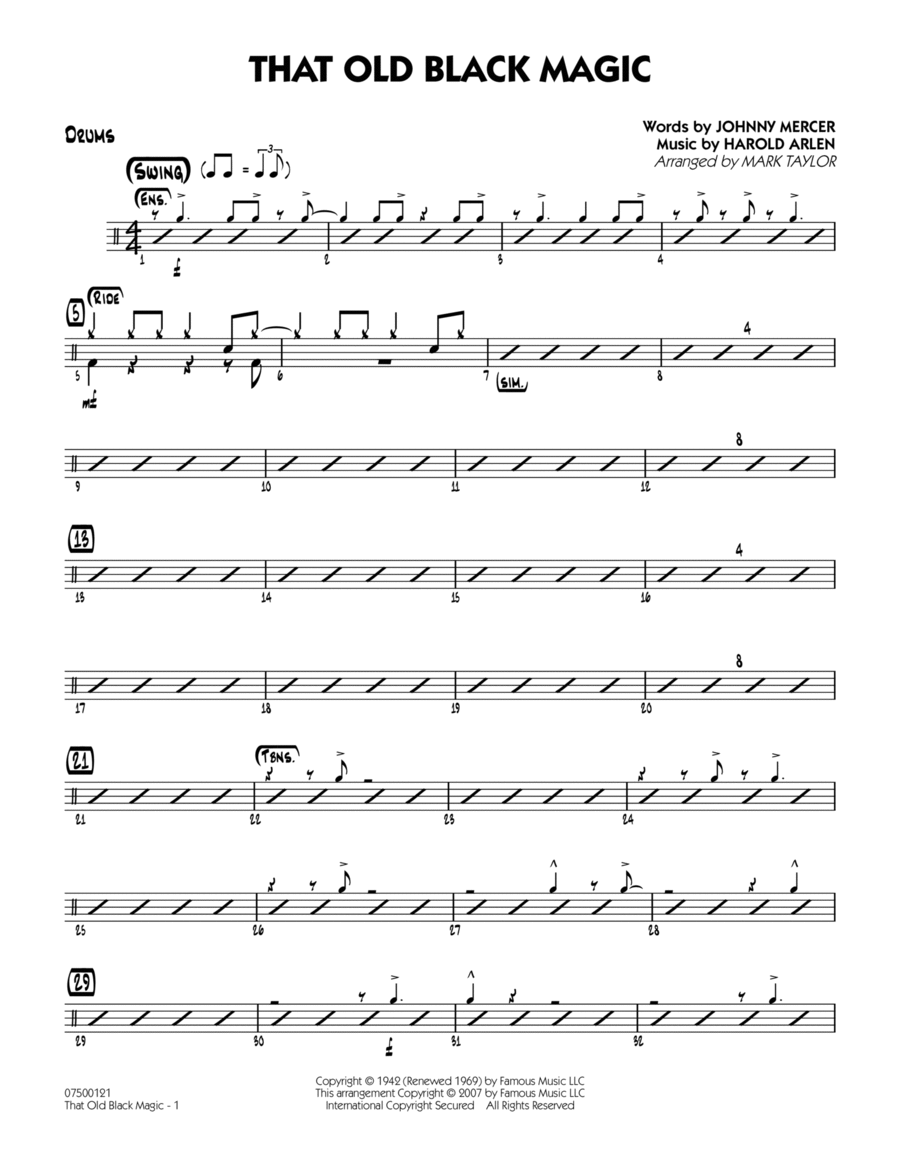 That Old Black Magic - Drums Jazz Ensemble scores gallery preview page 1