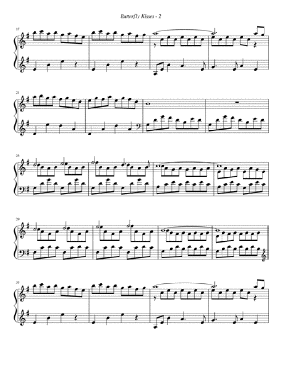 Butterfly Kisses Piano Solo scores gallery preview page 2