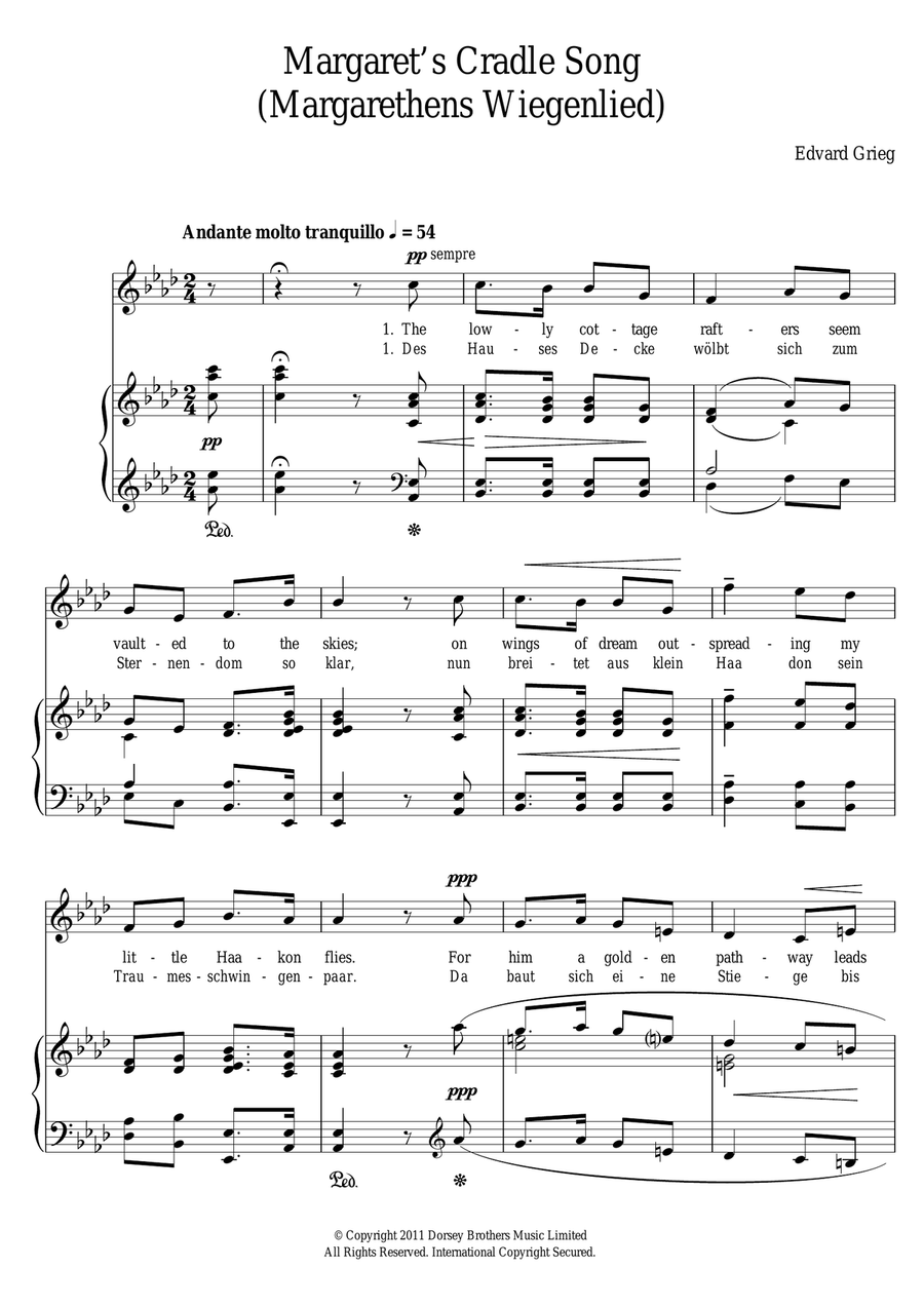 Margaret's Cradle Song (Margarethens Wiegenlied) Piano, Vocal scores gallery preview page 1