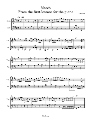 March from the first lesson for the piano (for violin and cello duet)