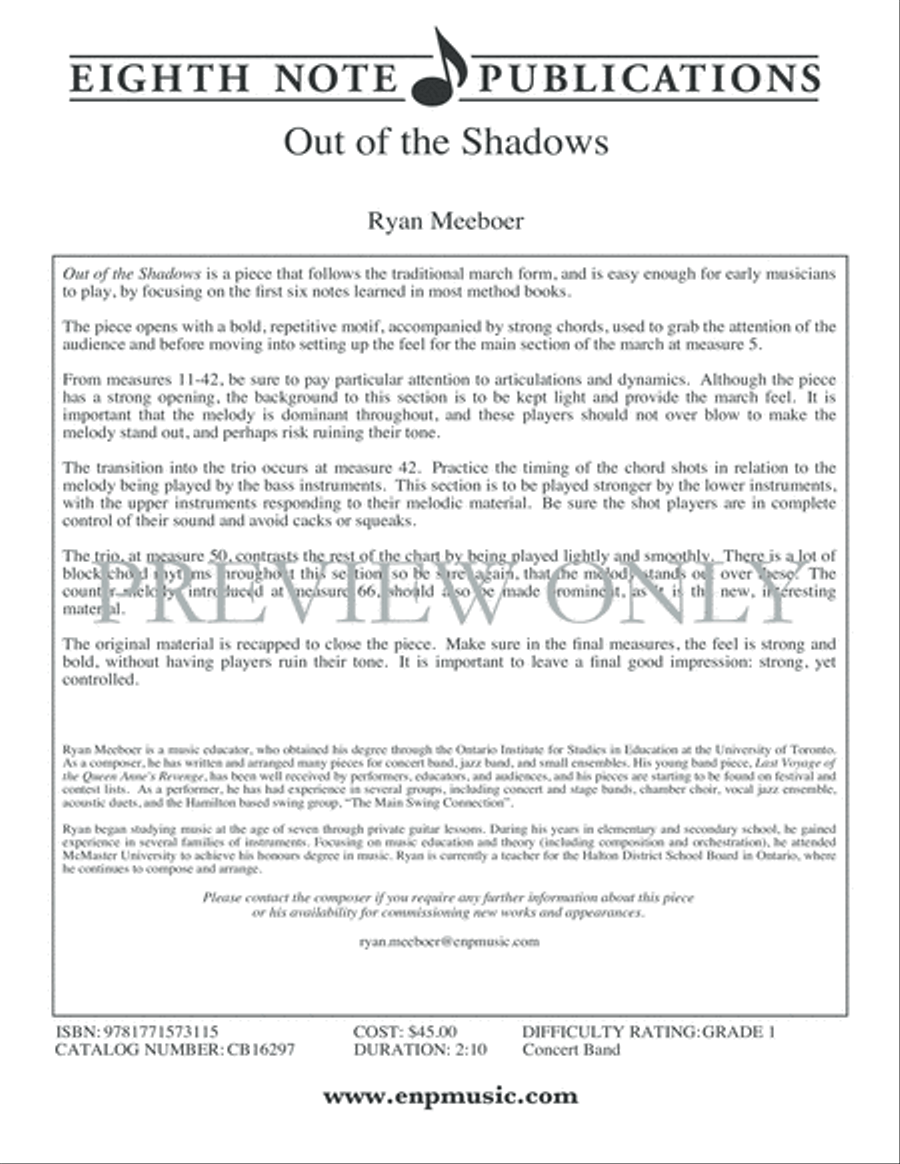 Out of the Shadows Concert Band scores gallery preview page 3