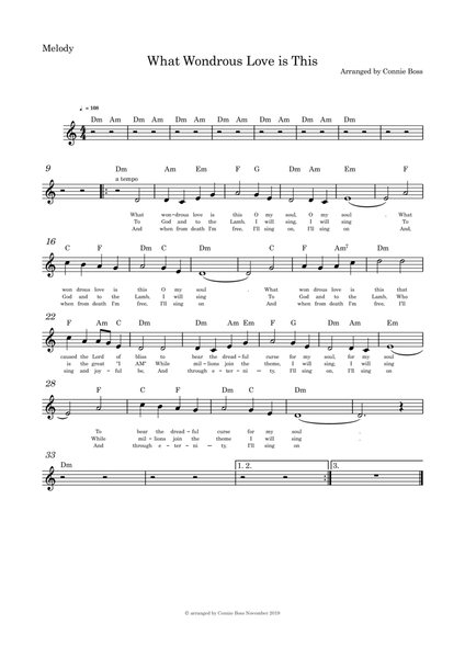 What Wondrous Love is This - melody and guitar chords image number null