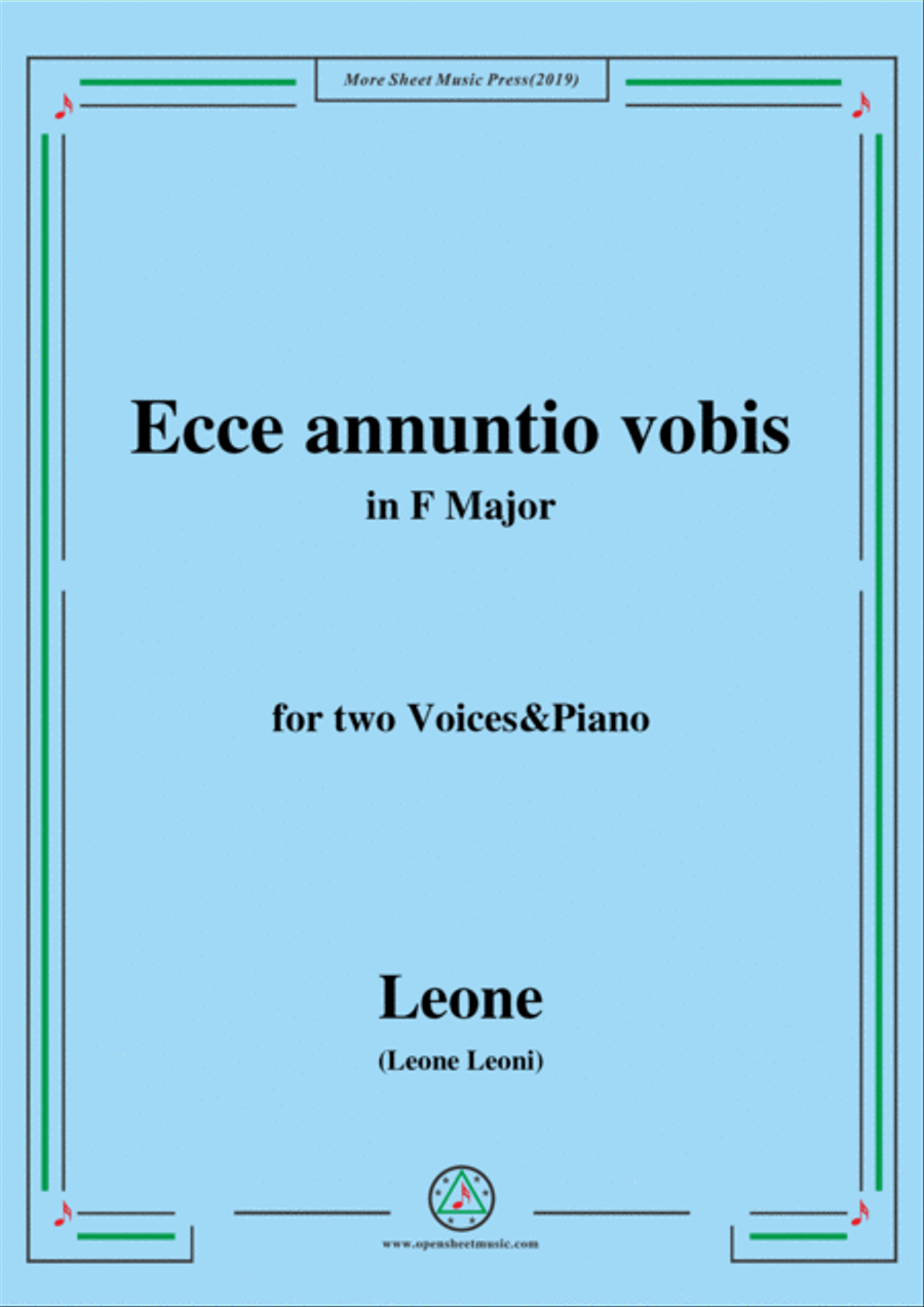 Leoni-Ecce annuntio vobis,in F Major,for two Voices&Piano SSA scores gallery preview page 1