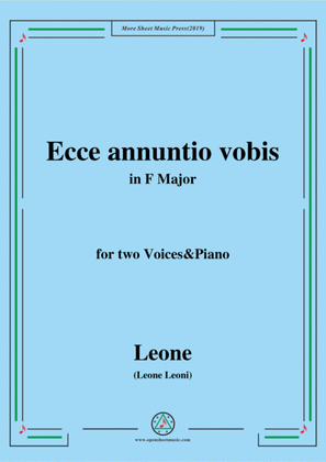 Book cover for Leoni-Ecce annuntio vobis,in F Major,for two Voices&Piano
