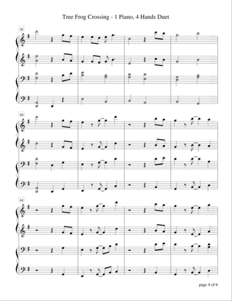 Tree Frog Crossing (1 Piano, 4 Hands Duet) Piano Method scores gallery preview page 5