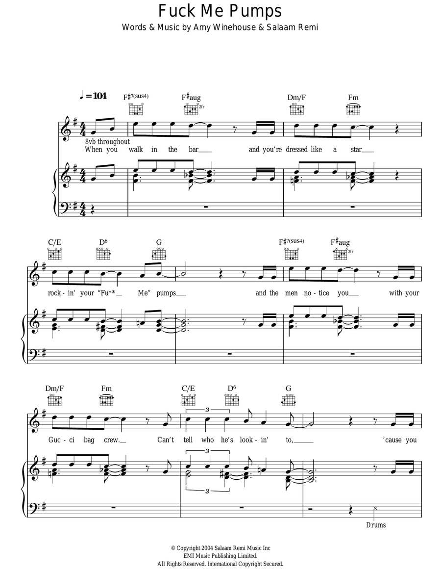 F**k Me Pumps Acoustic Guitar scores gallery preview page 1