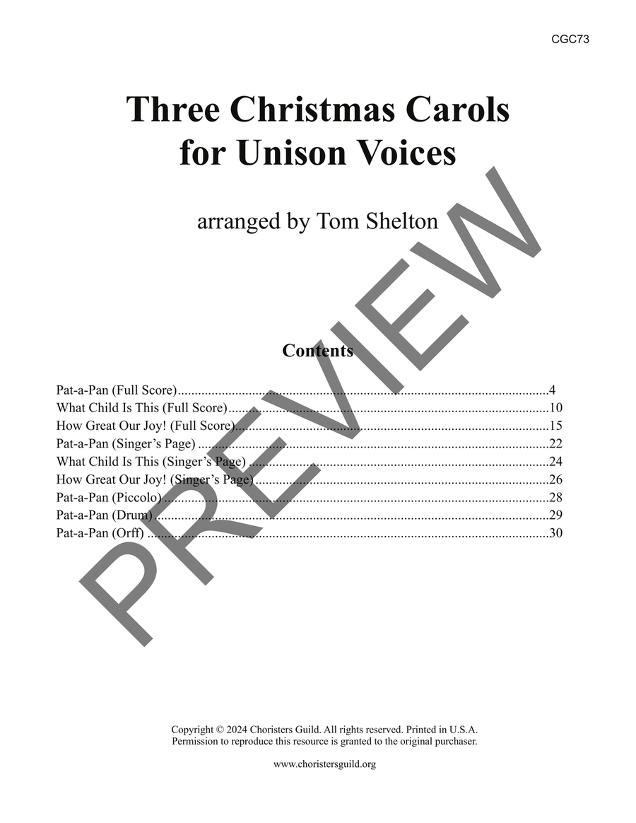 Three Christmas Carols for Unison Voices (Reproducible with MP3s) Unison Choir scores gallery preview page 4