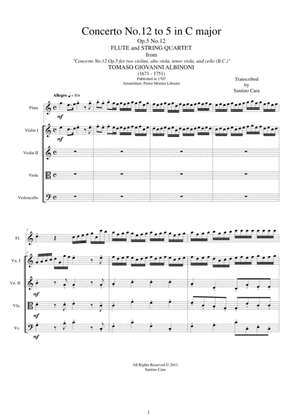 Albinoni - Concerto No.12 to 5 in C major Op.5 for Flute and String Quartet