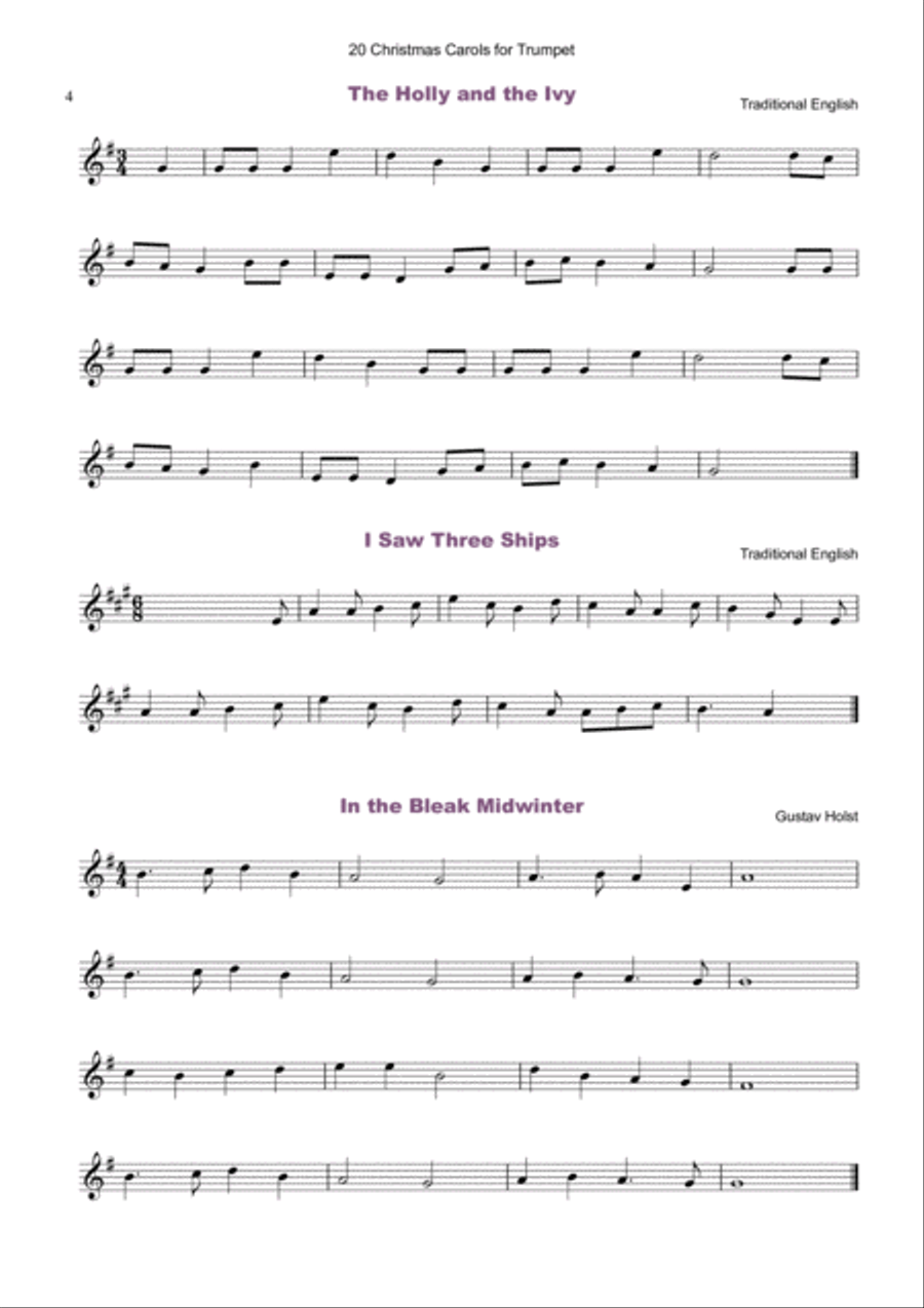 20 Favourite Christmas Carols for solo Trumpet and Piano B-Flat Trumpet scores gallery preview page 5