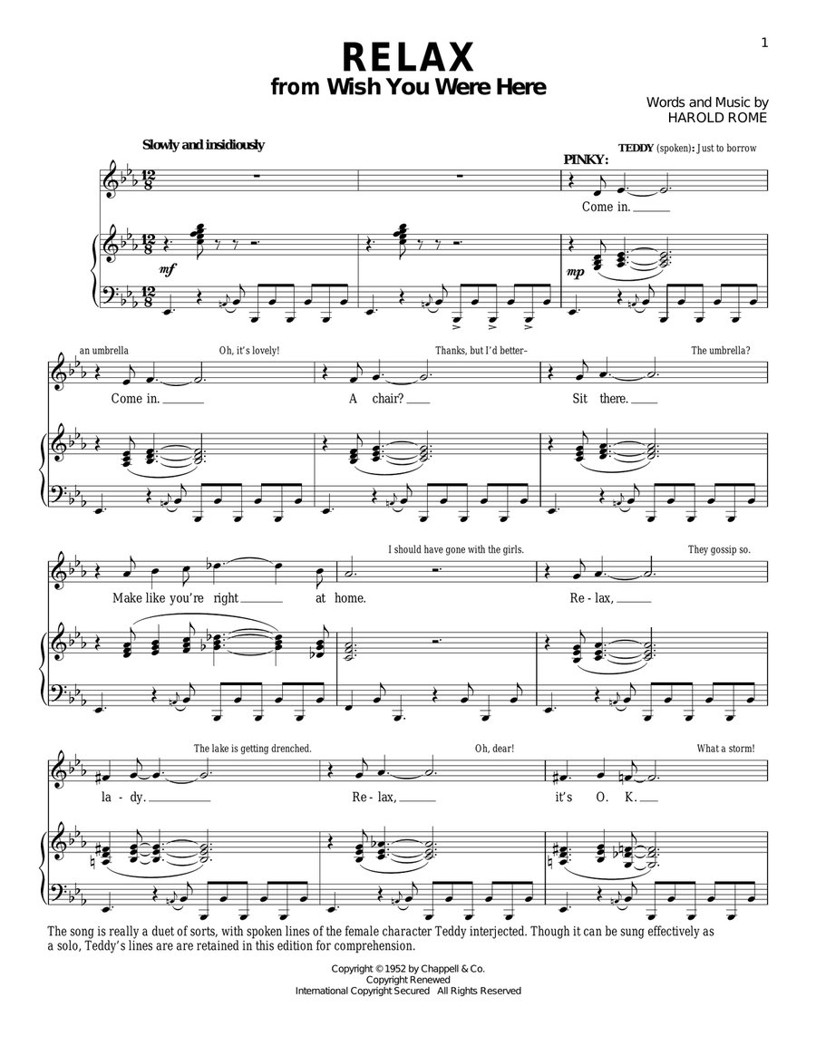 Relax Piano, Vocal scores gallery preview page 1