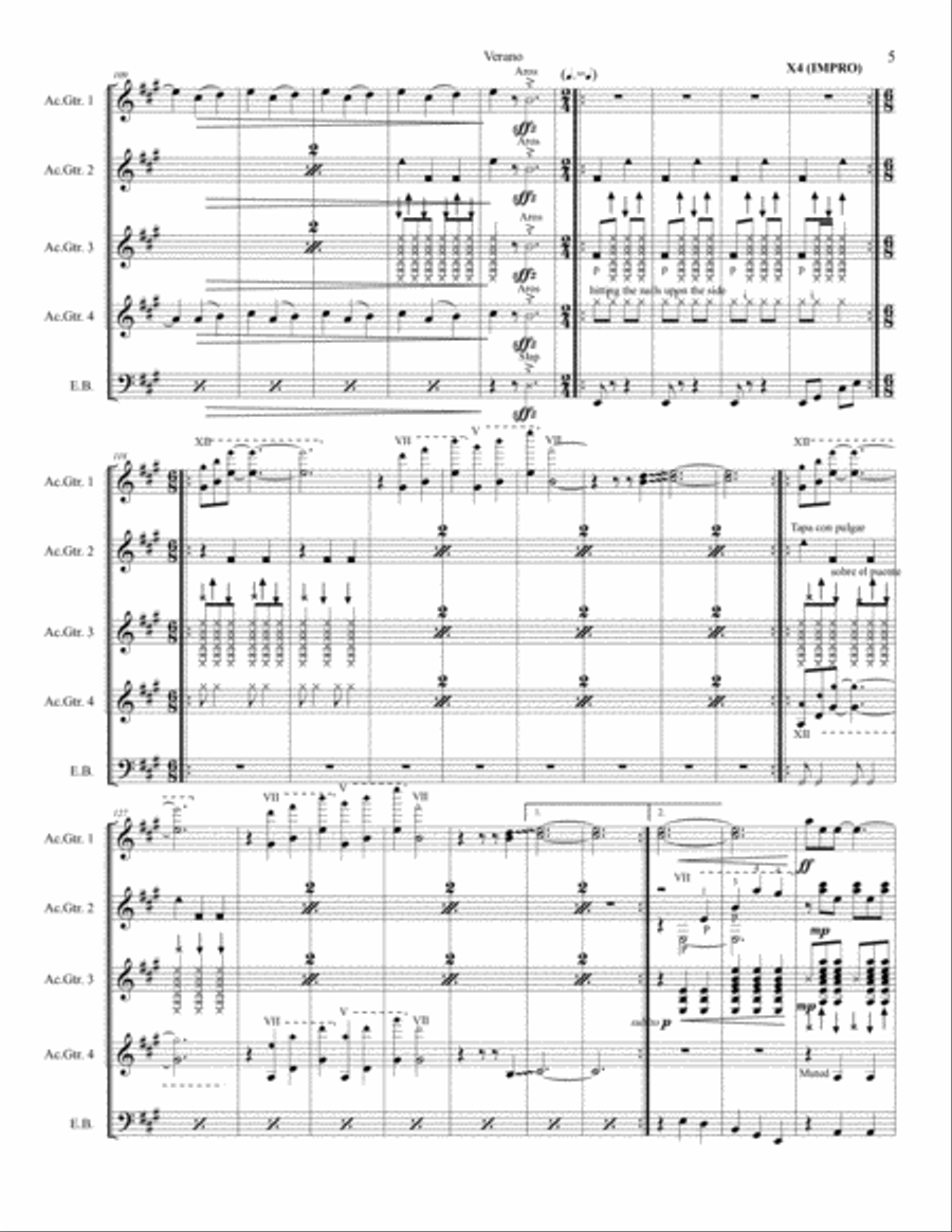 Verano - 4 Guitars & Electric Bass Small Ensemble scores gallery preview page 6