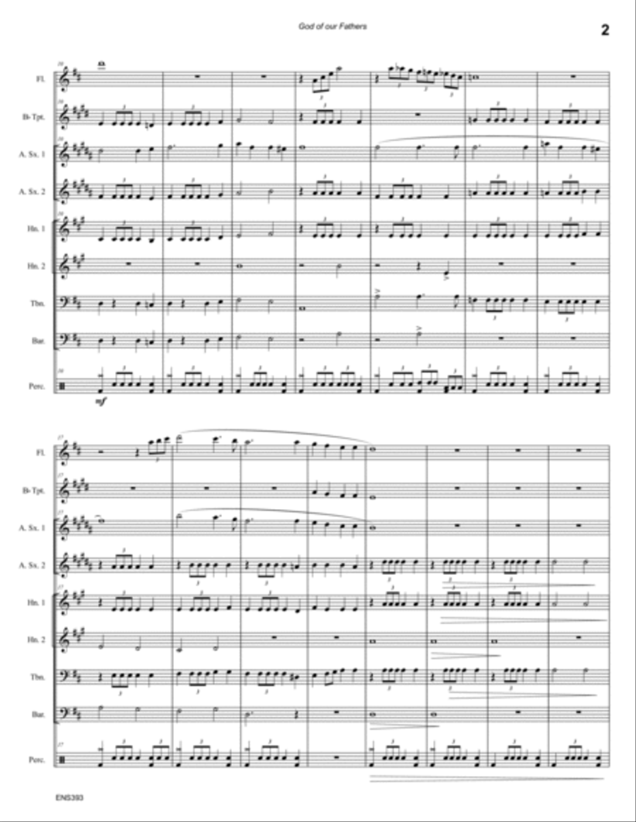 GOD OF OUR FATHERS - Mixed Ensemble or Small Band Concert Band scores gallery preview page 2