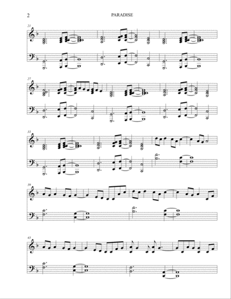 Paradise Piano Solo scores gallery preview page 2