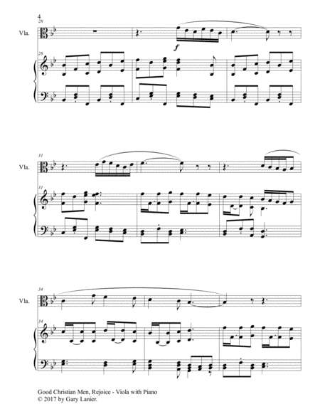 GOOD CHRISTIAN MEN, REJOICE (Viola with Piano & Score/Part) image number null