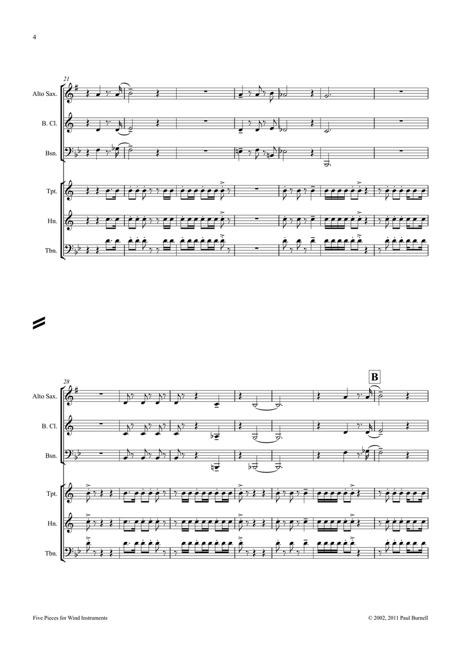 Five Pieces for Wind Instruments Large Ensemble scores gallery preview page 4