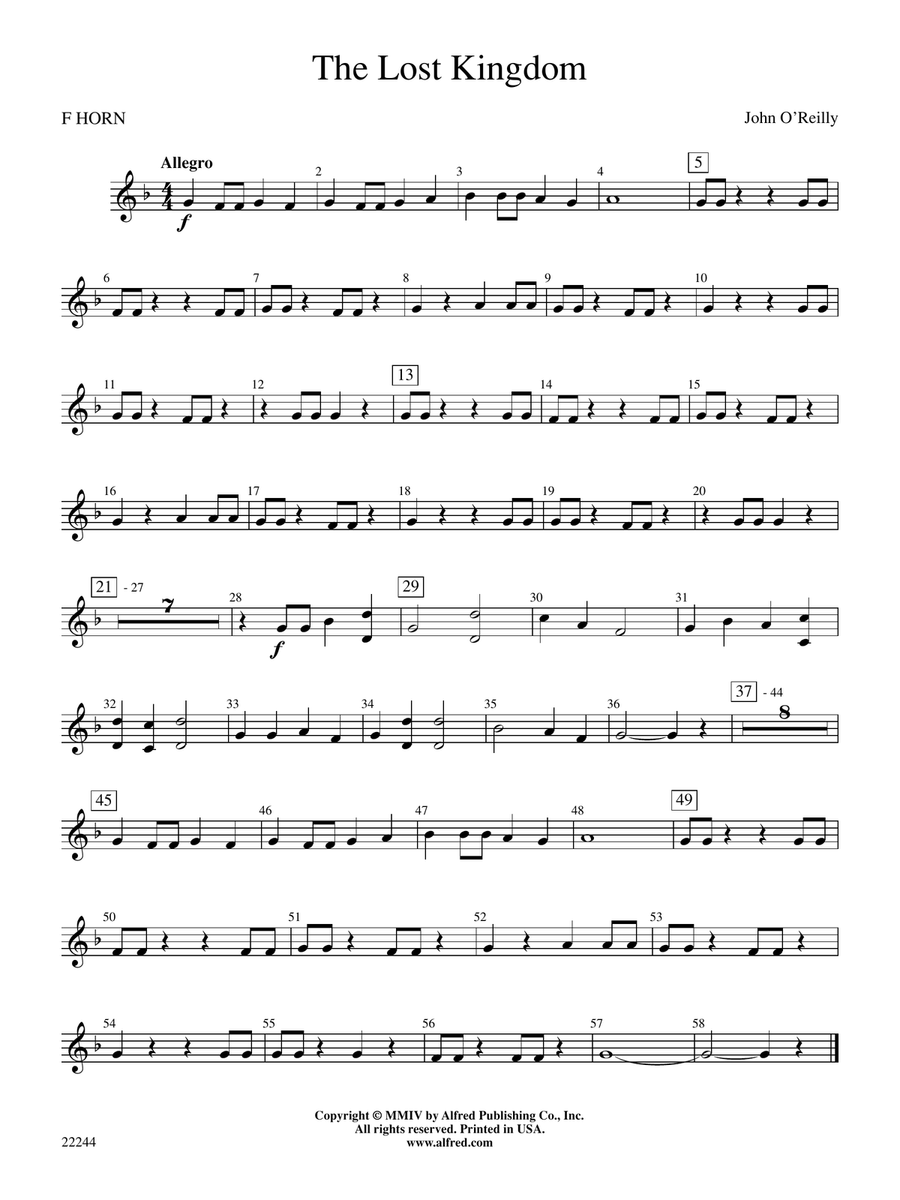 The Lost Kingdom: 1st F Horn