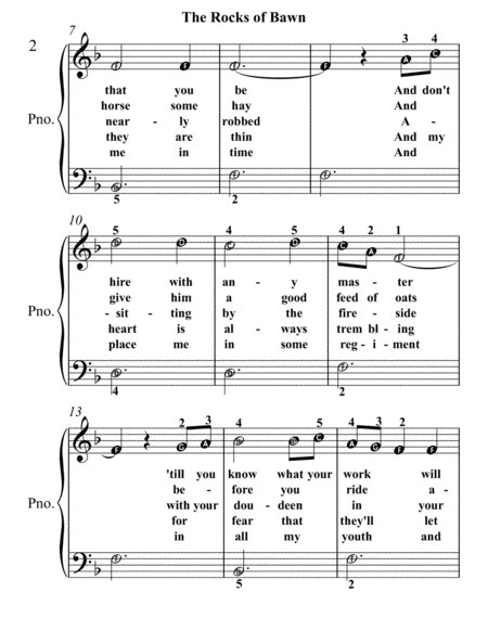 The Rocks of Bawn Easy Piano Sheet Music