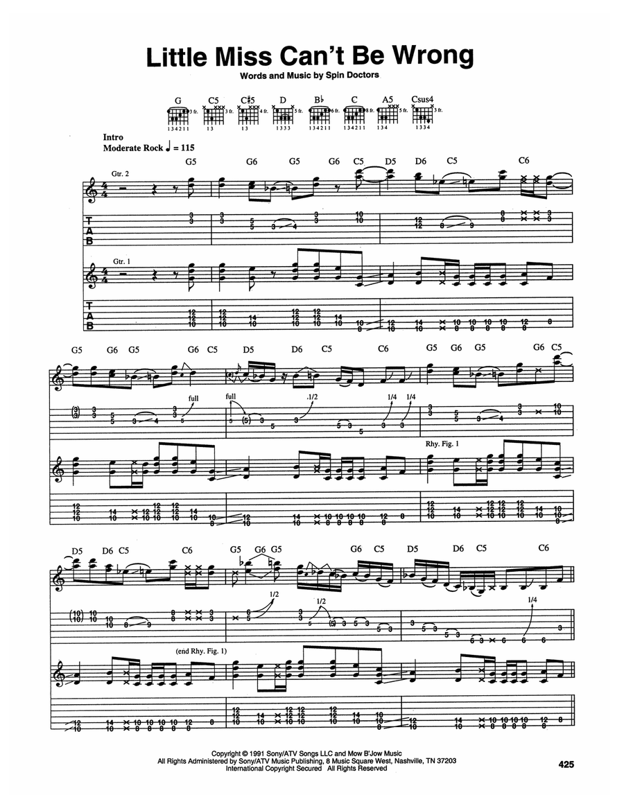 Little Miss Can't Be Wrong Acoustic Guitar scores gallery preview page 1