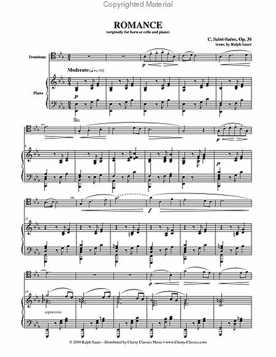 Romance, Opus 36 for Trombone & Piano