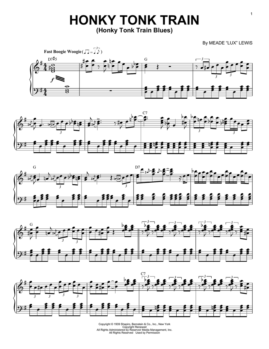 Honky Tonk Train (Honky Tonk Train Blues) (arr. Brent Edstrom) Piano Solo scores gallery preview page 1