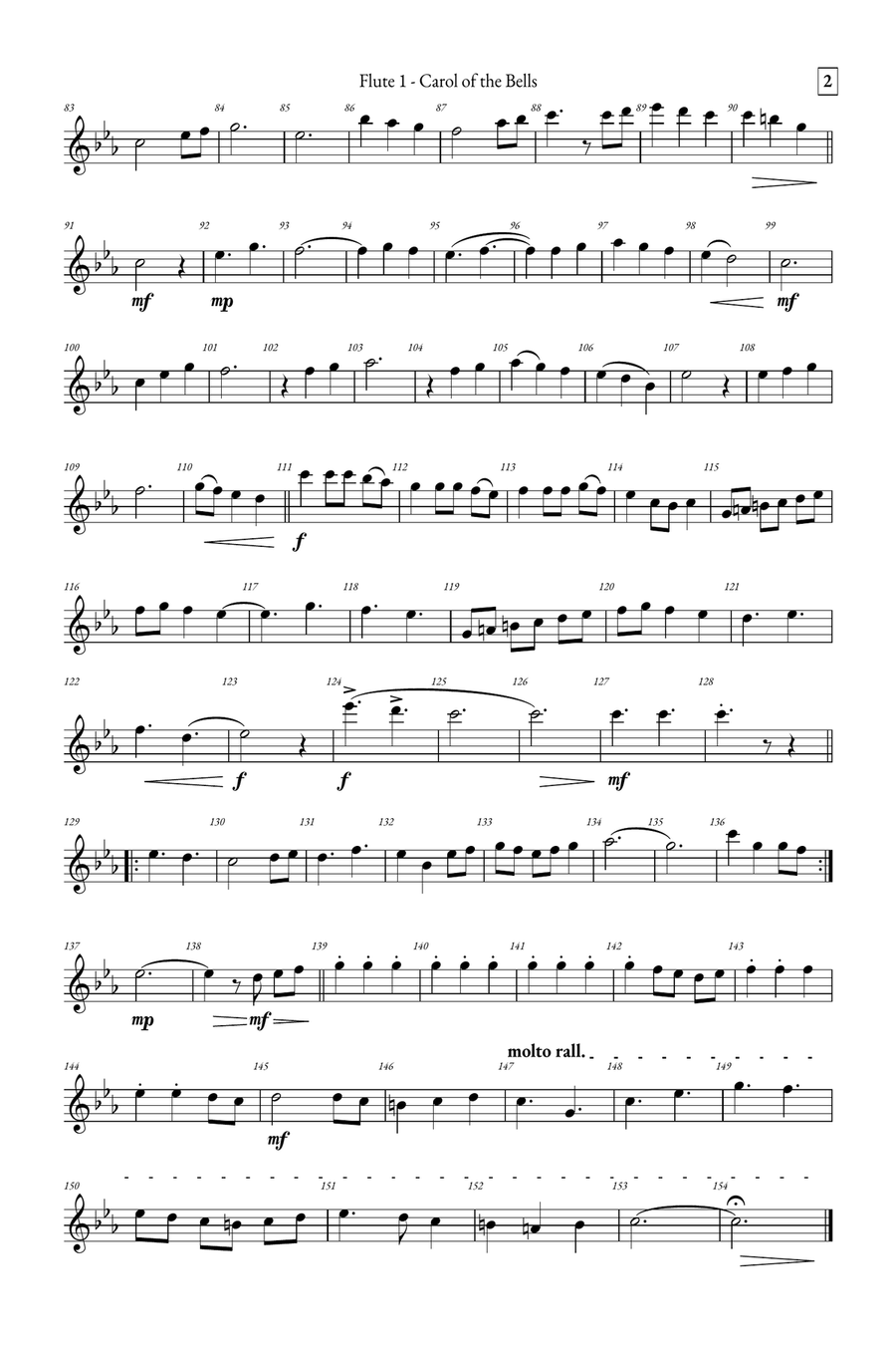 Carol of the Bells Flute Duet scores gallery preview page 6