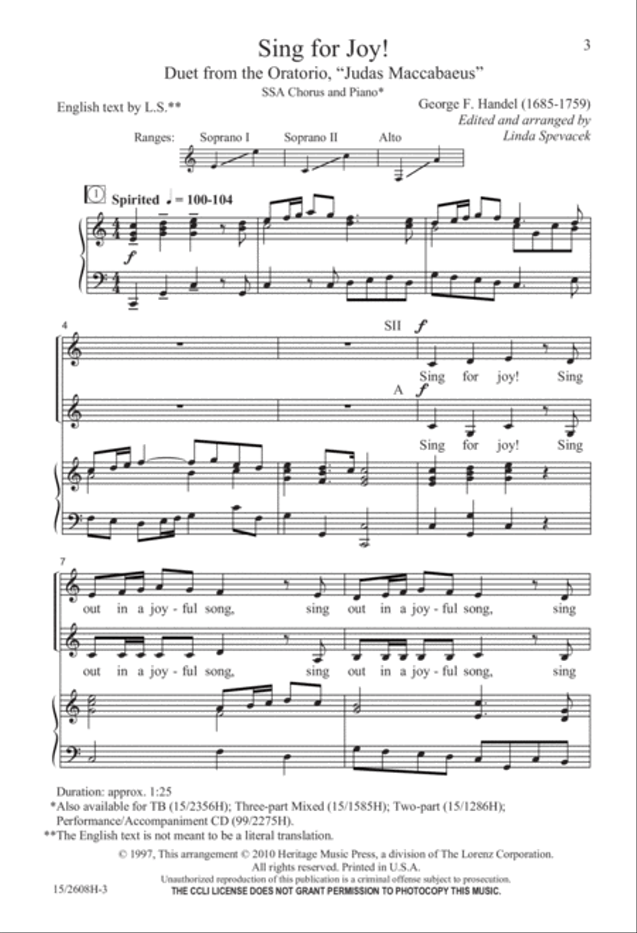 Sing for Joy! SSA scores gallery preview page 3